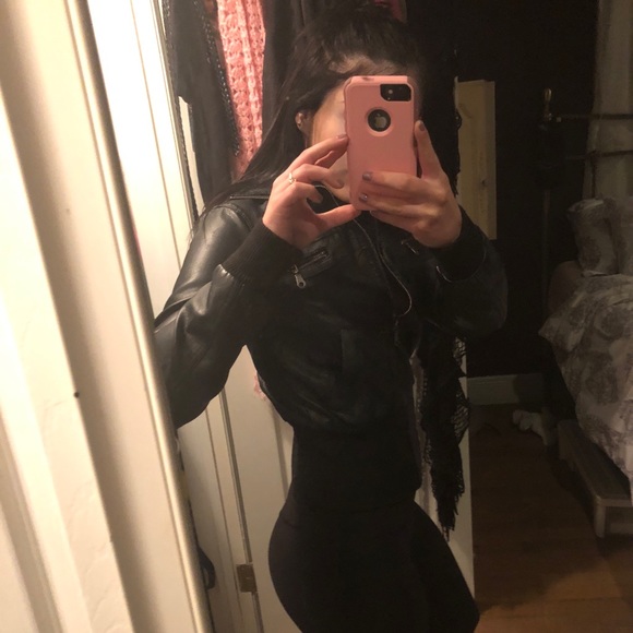 Black faux leather jacket - Picture 2 of 4